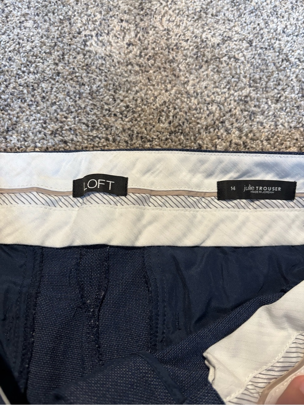 LOFT Navy Flare Wide-Leg Dress Pants - Picture 2 of 8